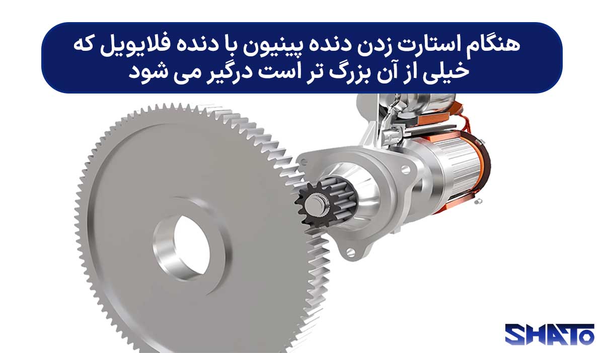 با استارت زدن دنده پینیون با دنده فلایویل درگیر می شود.